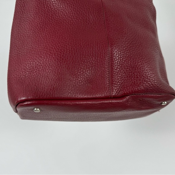 Puntotres leather bucket bag dark red studded made in spain handbag - Picture 6 of 14